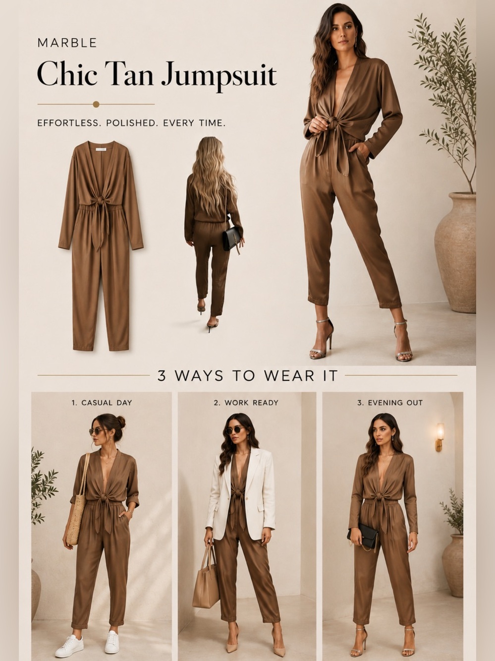 MARBLE Chic Tan Jumpsuit